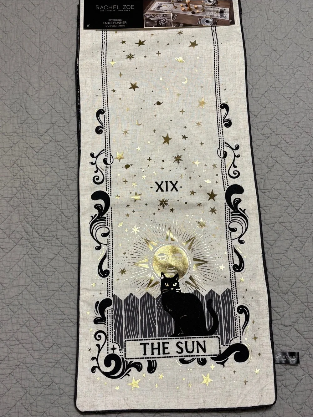 Rachel Zoe Black & Gold Celestial Tarot Table Runner
